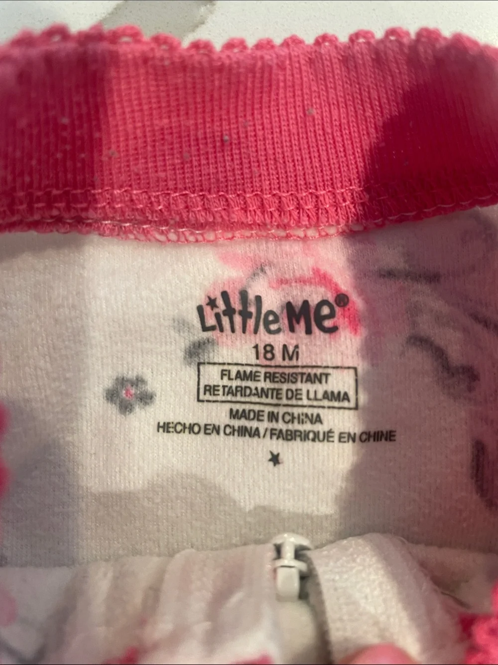 Carter's Dusty Pink Hooded Plush Top and Little Me White Floral Zip Footie